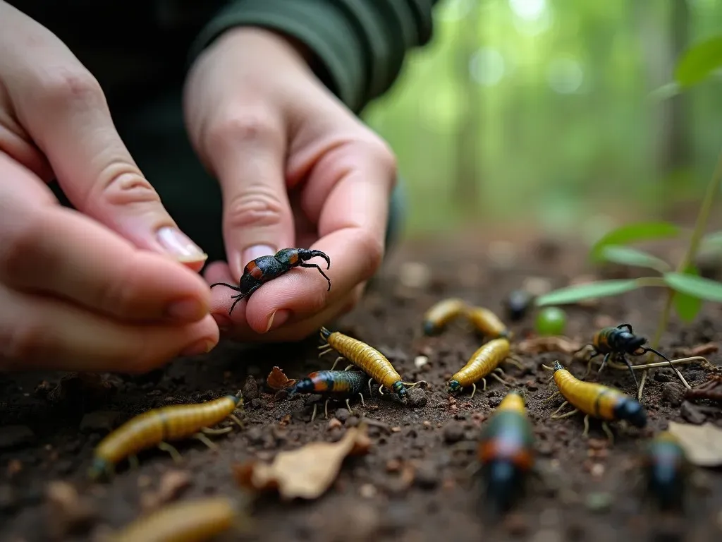 カブトムシの幼虫の採集体験